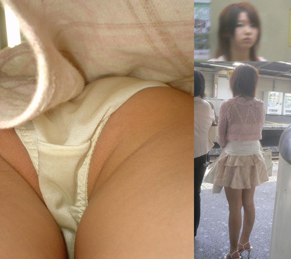 【逆さ撮りエロ画像】駅で電車待ちしてる女の子って本当無防備！撮り放題、油断した素人娘の下半身がコチラｗｗｗ その2
