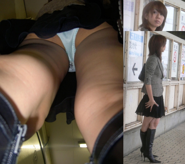 【逆さ撮りエロ画像】駅で電車待ちしてる女の子って本当無防備！撮り放題、油断した素人娘の下半身がコチラｗｗｗ その10