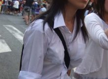わずかに膨らんだ未成熟な乳房がたまらない！！思わずチンピクする夏服女子高生の着衣おっぱい画像
